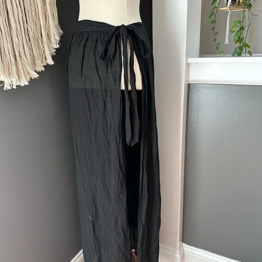 Black coverup skirt with side tie. - Picture 2 of 2